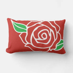 Coussin Rectangle Cute Rose rouge Rose florale