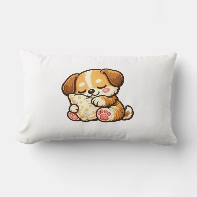 Coussin Rectangle Cute Sleepy Puppy with Pillow (Recto)