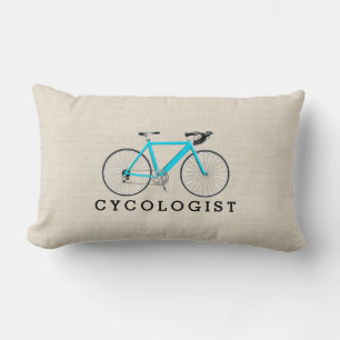 Coussin Rectangle Cycologiste Bicyclette Turquoise Sur Beige