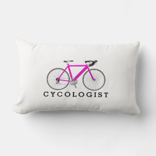 Coussin Rectangle Cycologiste Vélo Rose Sur Blanc