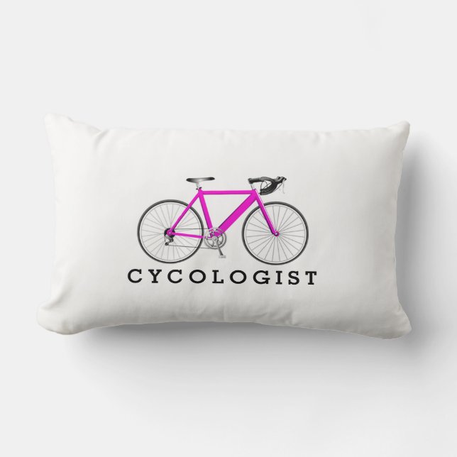 Coussin Rectangle Cycologiste Vélo Rose Sur Blanc (Recto)