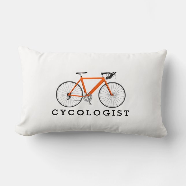 Coussin Rectangle Cycologue Orange Bicyclette Sur Blanc (Recto)