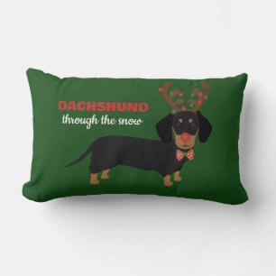 Coussin Rectangle Dachshund À travers la neige mignonne Doxie Reinde