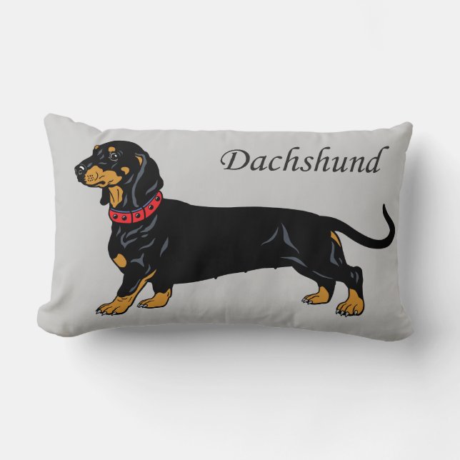 Coussin Rectangle dachshund noir (Recto)
