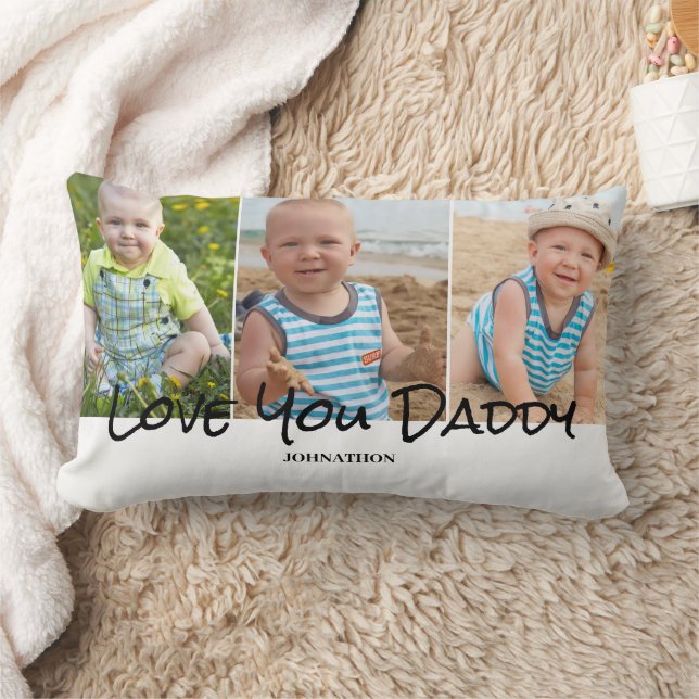 Coussin Rectangle Daddy 3 Photo Collage Jeu d'oreiller (Couverture)