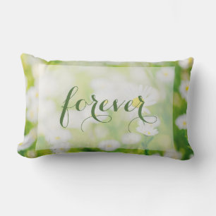 Coussin Rectangle Daisy Daisies Fleur Floral Mariage d'été pour touj
