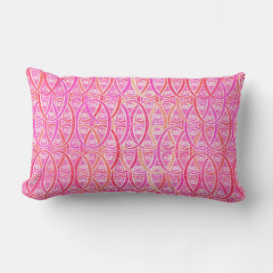 Coussin Rectangle Damassé arabesque - nuances de rose corail