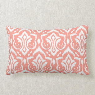 Coussin Rectangle Damassé d'Ikat - pêche