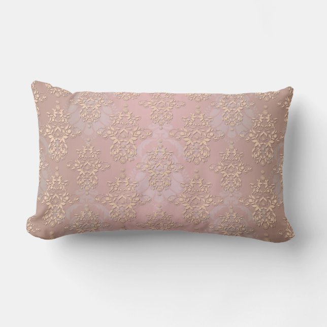 Coussin Rectangle Damassé pêche pastel (Recto)