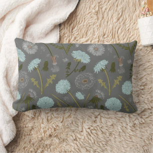 Coussin Rectangle Dandelion Fleurs gris bleu