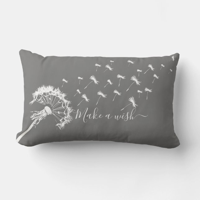 Coussin Rectangle Dandelion Whimsical Faire un blanc gris souhait (Recto)