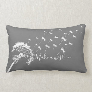 Coussin Rectangle Dandelion Whimsical Faire un blanc gris souhait