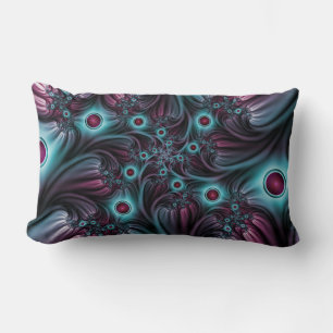 Coussin Rectangle Dans la profondeur Bleu rose Abstrait Fractal Art