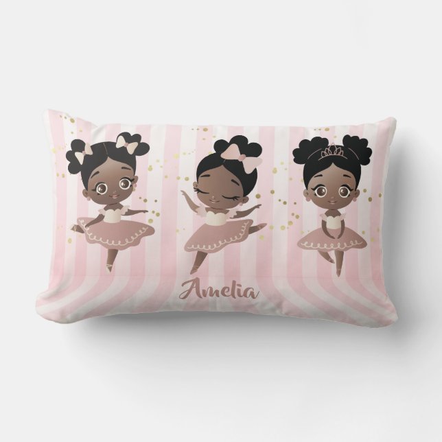 Coussin Rectangle Danse de ballet de filles afro-américaines, Baller (Recto)