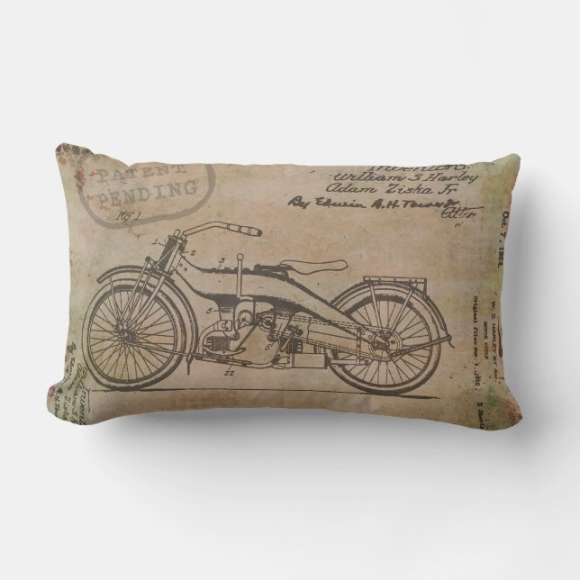 Coussin Rectangle Davidson Motorcycle Brevet Harley En attente Vélo (Recto)