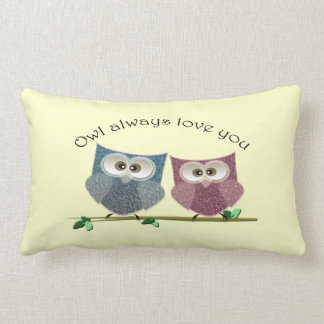 Coussin Rectangle De hibou amour toujours les hiboux vous, roses et