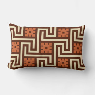 Coussin Rectangle Déco Clé grecque, Brown, beige et rouille