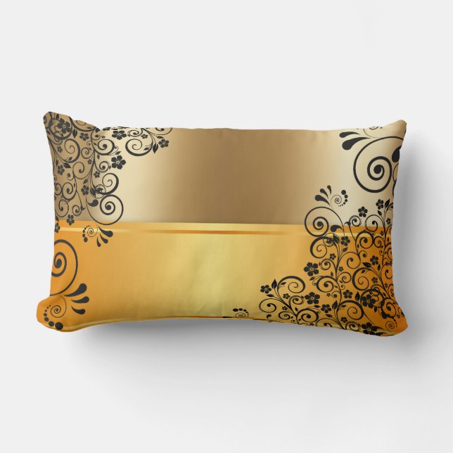 Coussin Rectangle Décor floral noir (Recto)