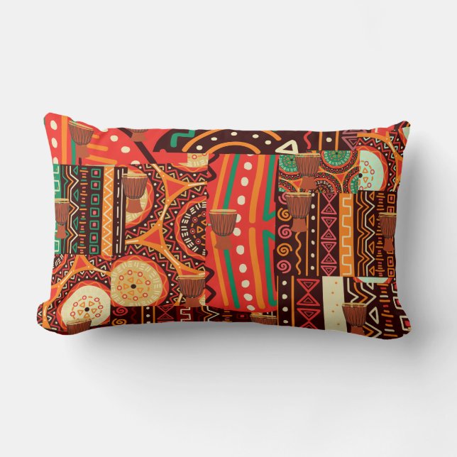 Coussin Rectangle Décor Motif de la tribu Afrocentrique Kente (Recto)