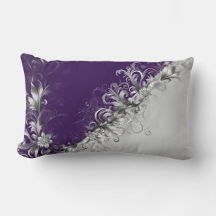 Coussin Rectangle Décoratif Contemporain Violet et Gris