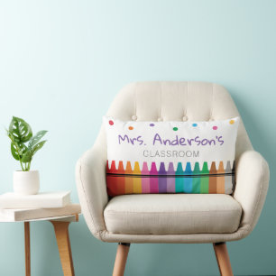 Coussin Rectangle Décoration de classe préscolaire crayon arc-en-cie