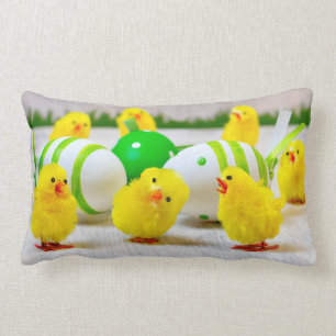 Coussin Rectangle Décoration de Pâques - OEufs et poussins de Pâq