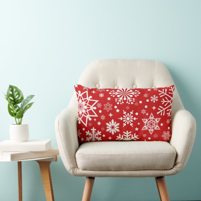 Coussin Rectangle Decorative Christmas Snowflake Believe Holiday (Chaise)