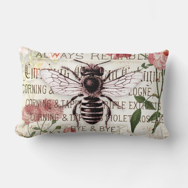 Coussin Rectangle Découpage du bouquet Ephémère de la rose d'abeille (Recto)