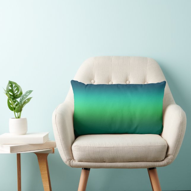 Coussin Rectangle Dégradé Vert Sarcelle Abstrait Fond Moderne (Chaise)