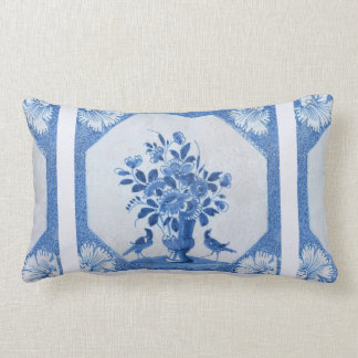 Coussin Rectangle Delft Blue Birds floral Français Country Chic