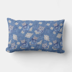 Coussin Rectangle Denim Jean poches, chatons et dentelle