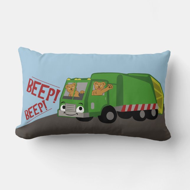 Coussin Rectangle Des ours conduisant un camion-poubelle (Recto)