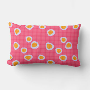 Coussin Rectangle Des spots amusants sur un corail rose à damiers ar