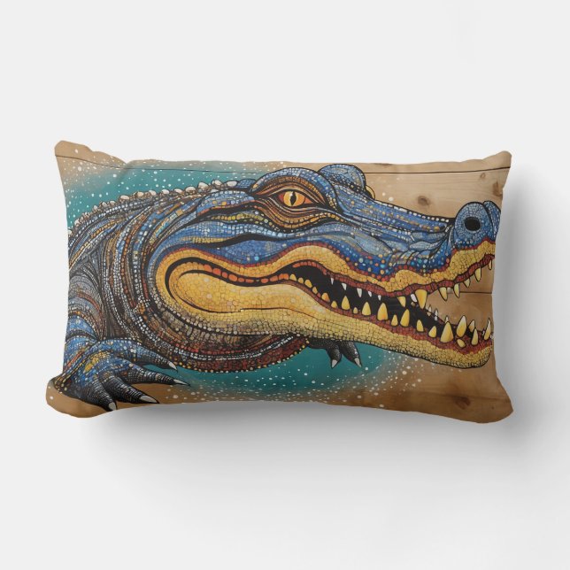Coussin Rectangle Design d'art crocodile australien (Recto)