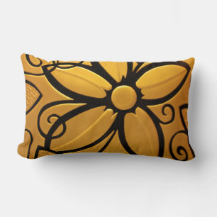 Coussin Rectangle Design floral jaune doré