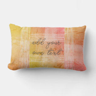 Coussin Rectangle design ludique peint ajouter texte jaune & rose
