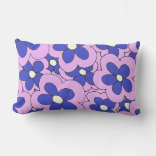 Coussin Rectangle Design rose et bleu à la main