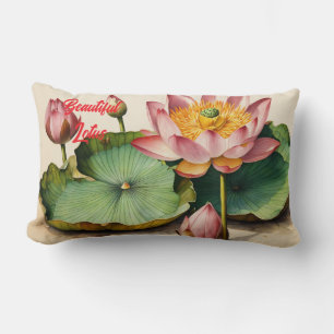Coussin Rectangle Design vintage Lotus Elegance