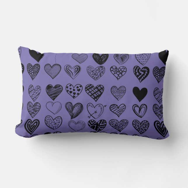 Coussin Rectangle Dessin adorable de Black Heart Scribble (Recto)