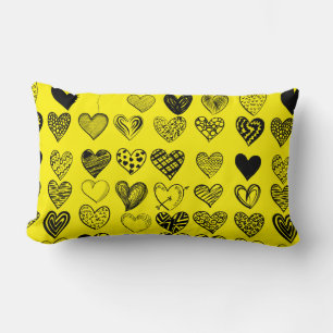 Coussin Rectangle Dessin adorable de Black Heart Scribble