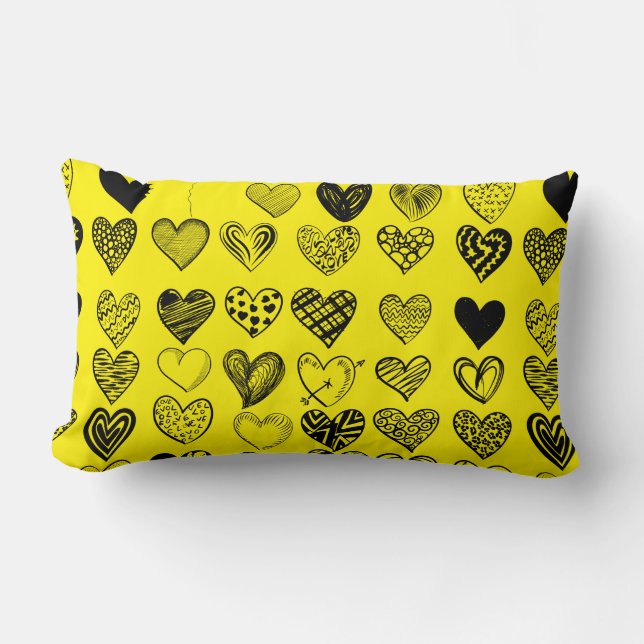 Coussin Rectangle Dessin adorable de Black Heart Scribble (Recto)