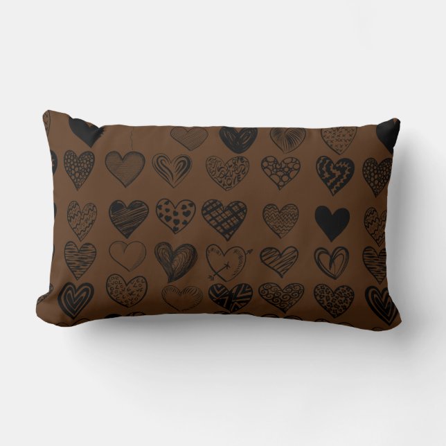 Coussin Rectangle Dessin adorable de Black Heart Scribble (Recto)