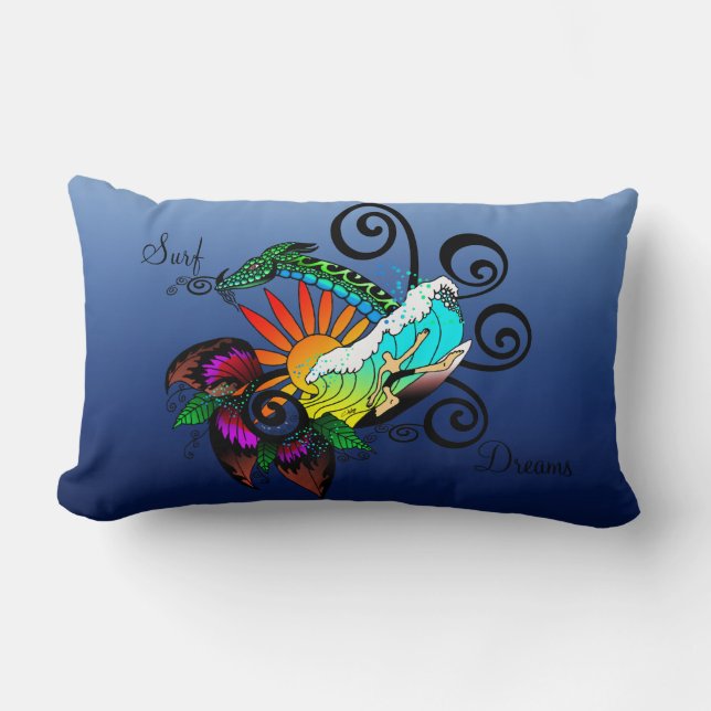 Coussin Rectangle Dessin de Surfer Dude (Recto)