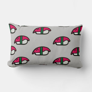 Coussin Rectangle Dessin Kawaii Sushi, Riz de Poisson et Algues