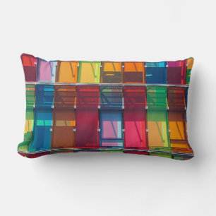 Coussin Rectangle Détail d'un bâtiment commercial multicolore