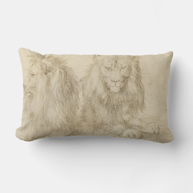 Coussin Rectangle Deux Lions Assis (Animaux Sauvages) (Albrecht Dure (Recto)