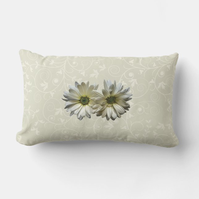 Coussin Rectangle Deux marguerites blanches (Recto)