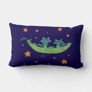 Coussin Rectangle Deux ratons laveurs dans une cosse de pois Art f