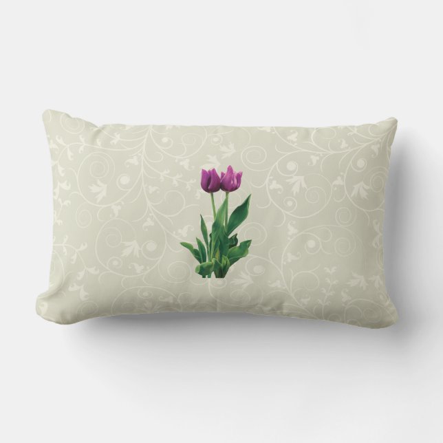 Coussin Rectangle Deux tulipes violettes (Recto)