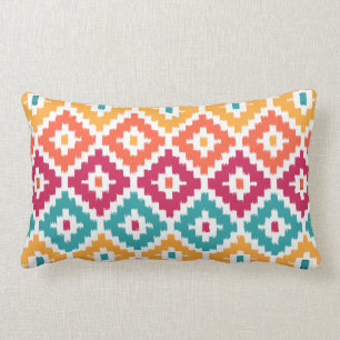 Coussin Rectangle Diamant tribal aztèque orange turquoise Pattrn